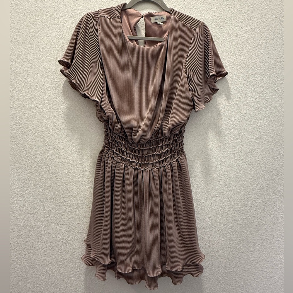 Mauve Ruffled Mini Dress - She + Sky, L